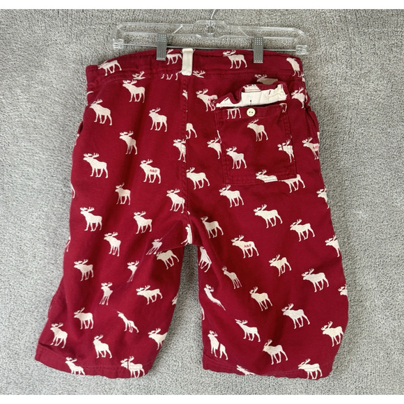 Abercrombie Fitch Shorts Men's Small Moose Pattern Red Sweat Streetwear - Picture 3 of 8